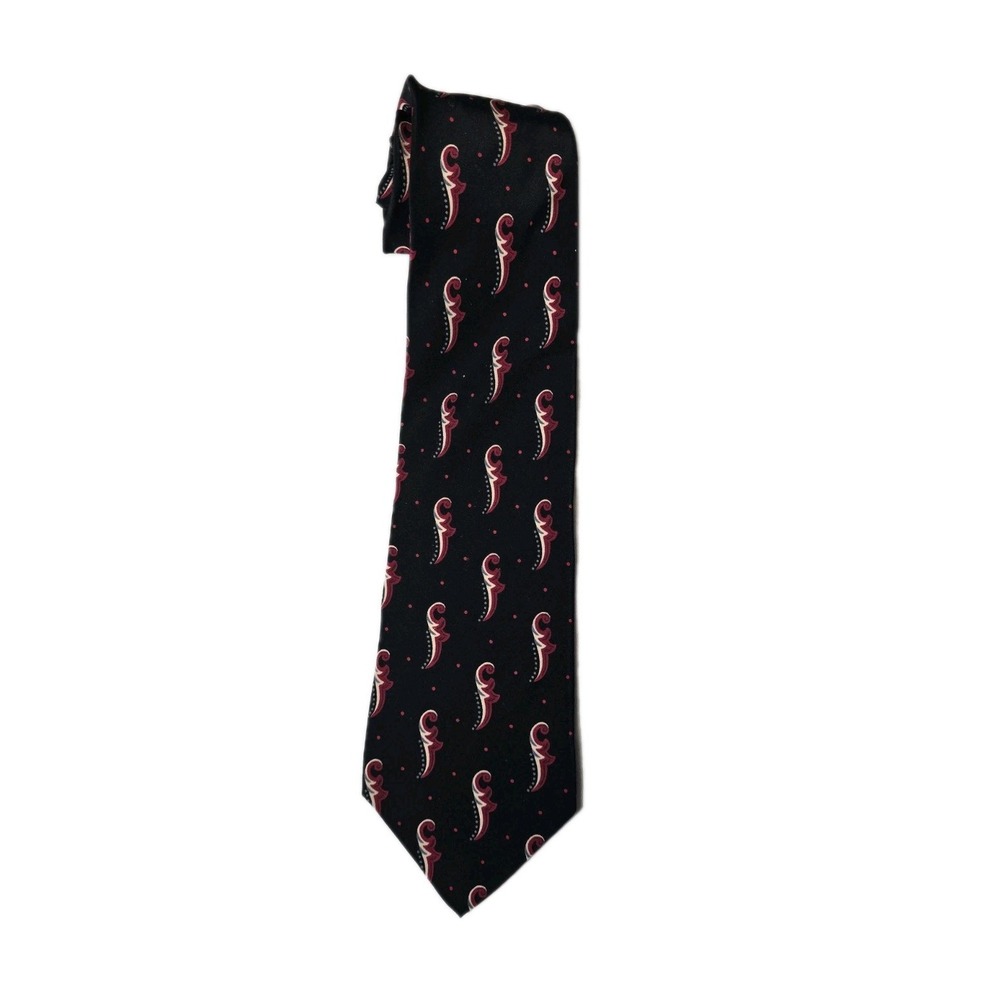 vintage oleg cassini Tie Balck Red Geometric‎